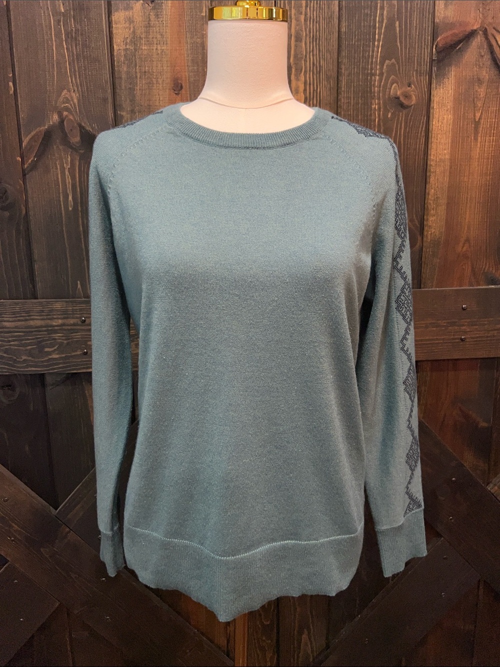 Smartwool Shadow Pine Needle Point Sweater S Teal Soft Wool Blend‎ Cozy Cabin